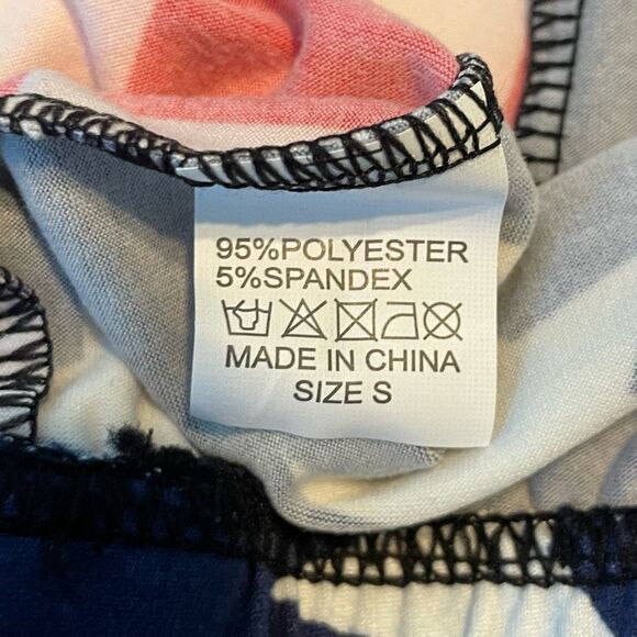 American Flag Print Patriotic Leggings Red White Blue Stars Stripes High-Rise Pu - Picture 3 of 3